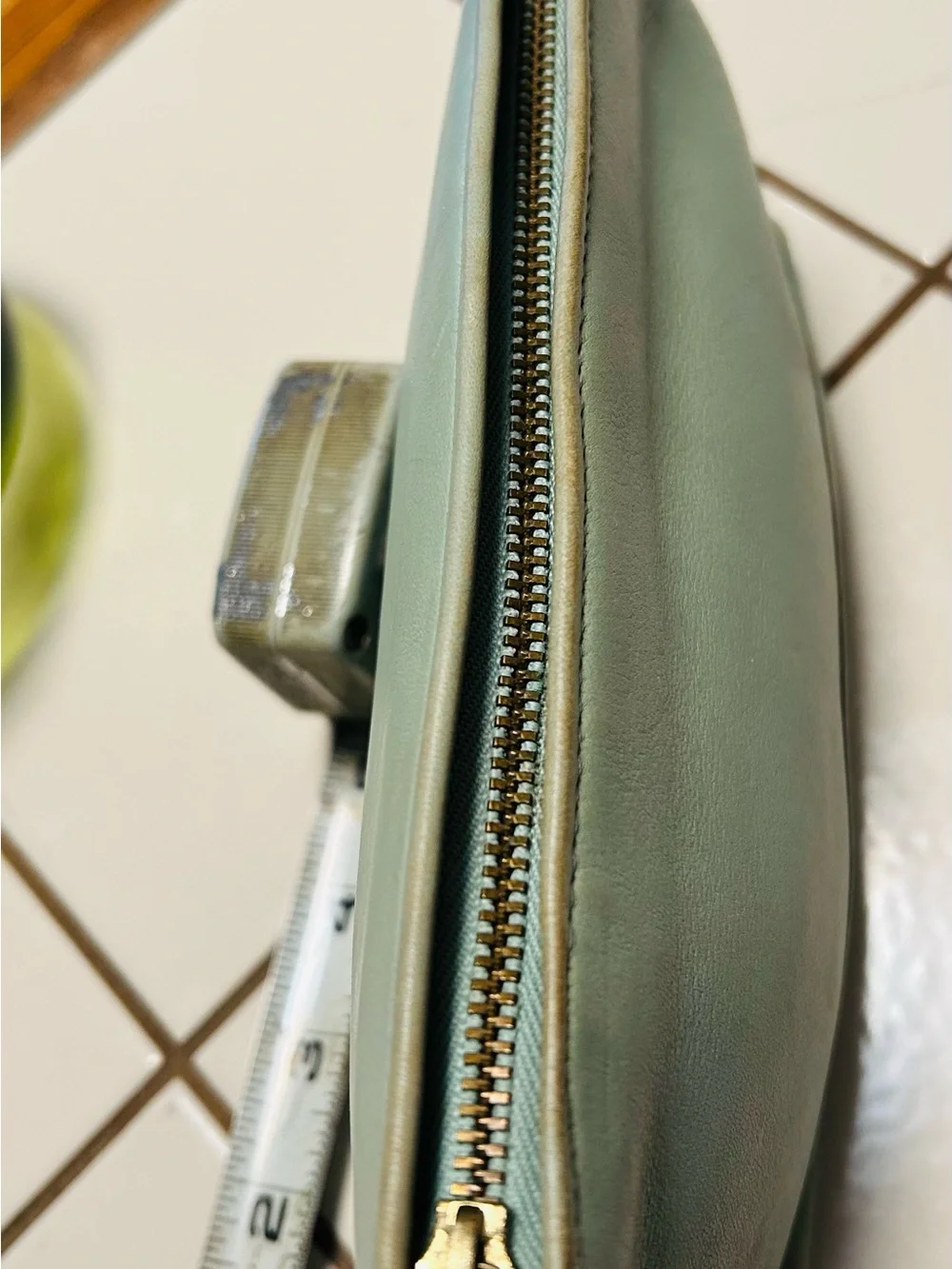 Coach Mint Green Leather Cosmetic Pouch